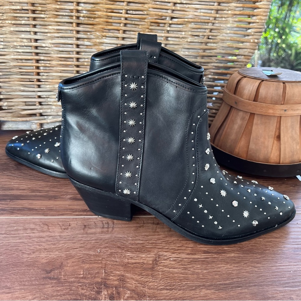 Sam Edelman black silver studded leather booties. NWOT